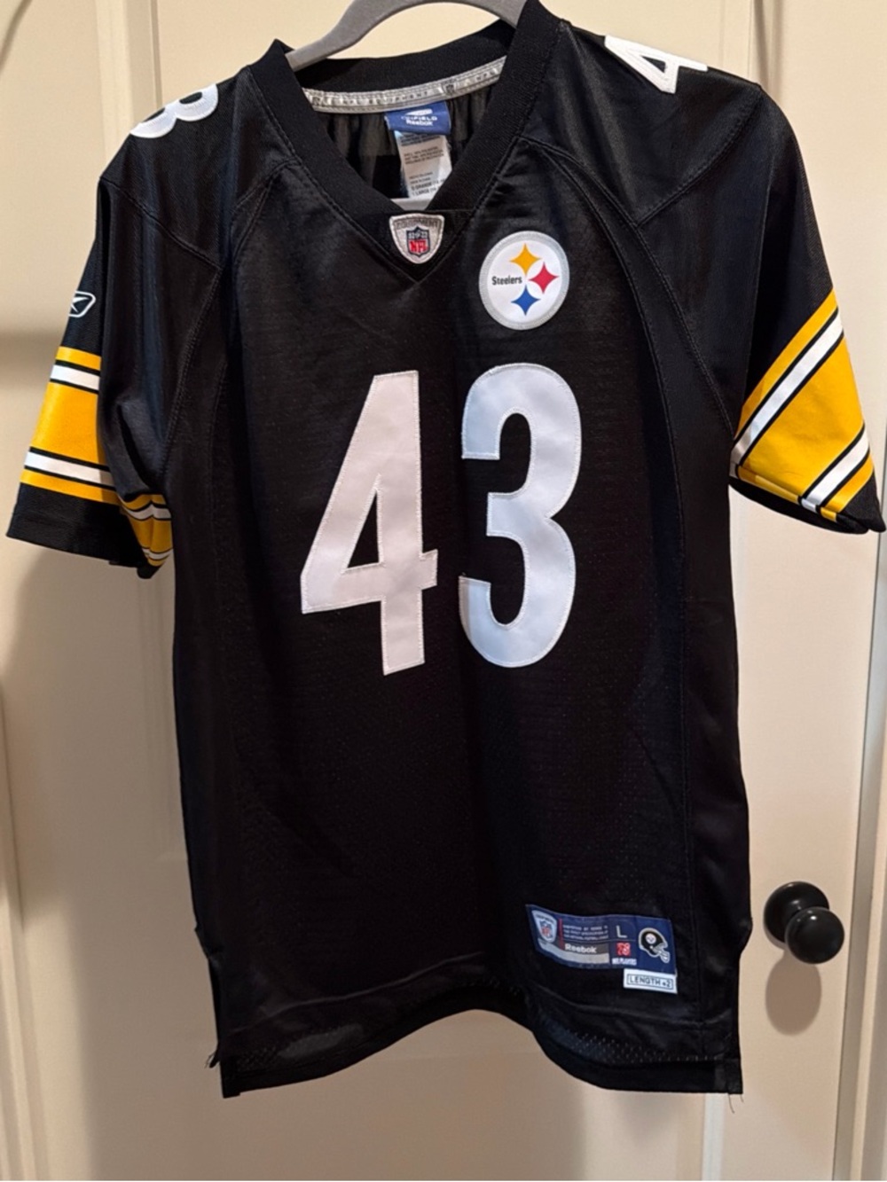 Reebok Kids Pittsburgh Steelers #43 Black & Yellow Jersey